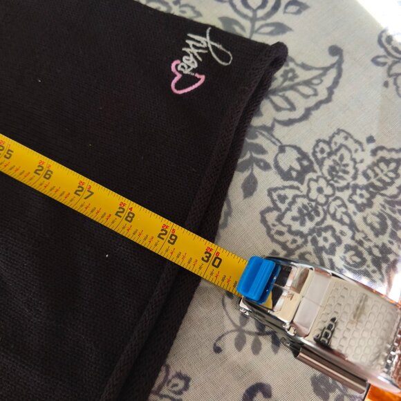 y2k Roxy Cable Knit Babydoll Hooded Sweater sz M Black Coquette Whimsygoth - Picture 8 of 10